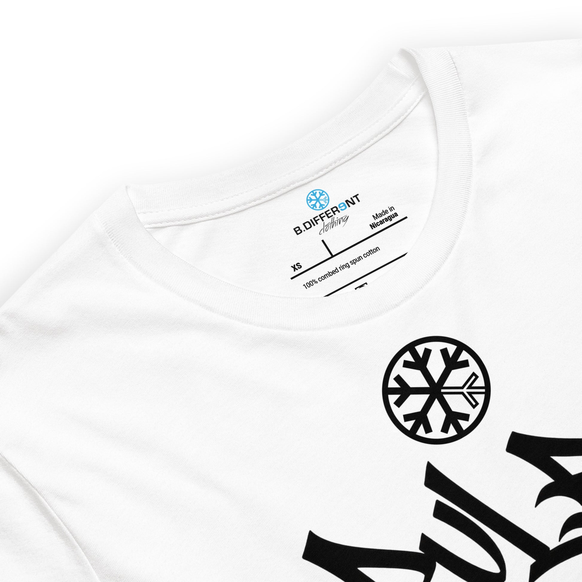 White-Rule Breaker Graffiti Tag Tee from B.Different Clothing, collar, graffiti-inspired streetwear
