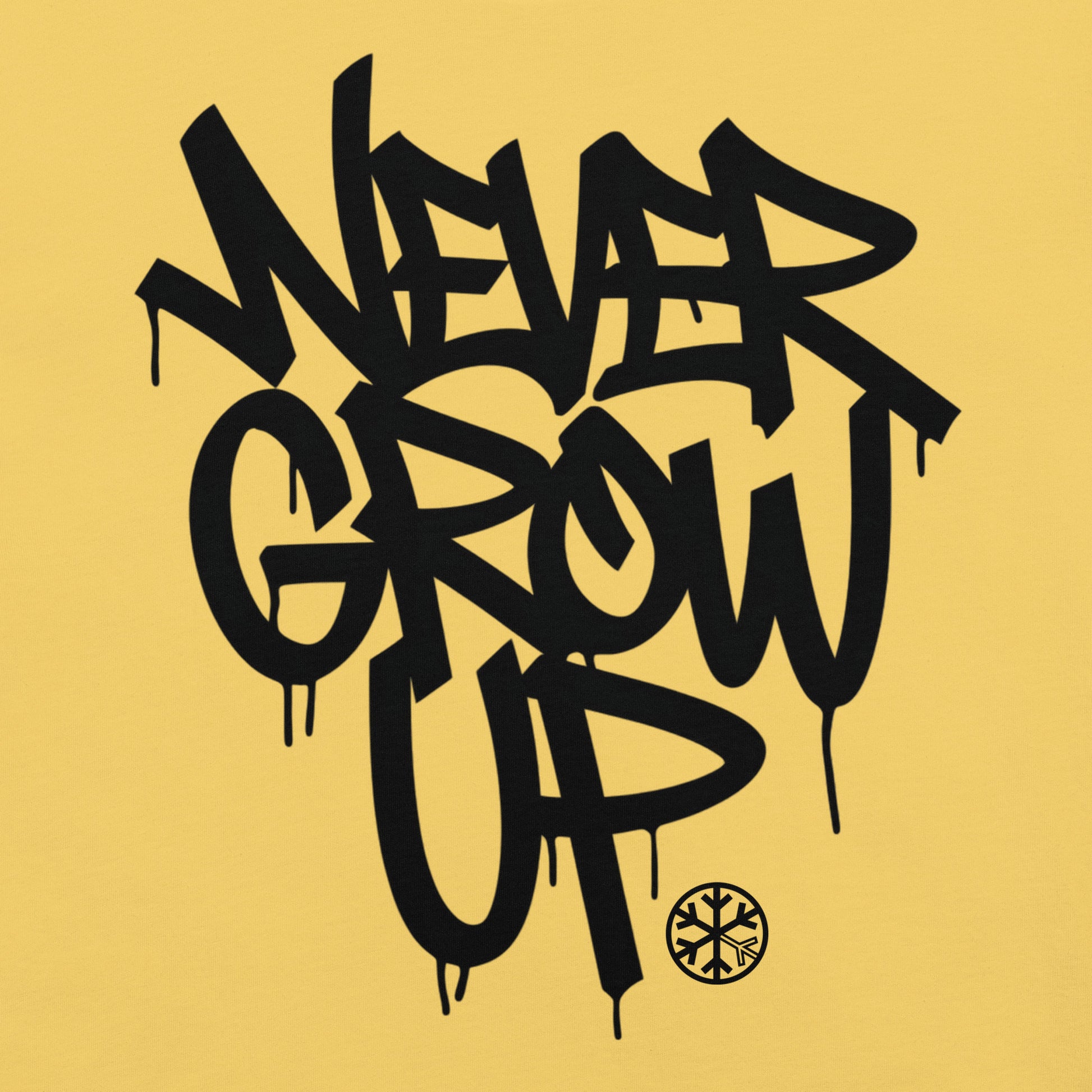 Yellow-Never Grow Up Graffiti Tee from B.Different Clothing, graphic, graffiti-inspired streetwear t-shirt