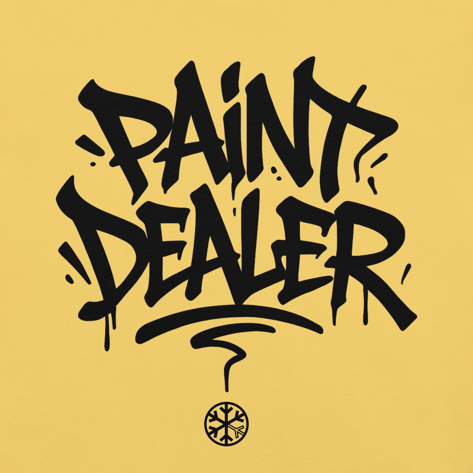 Yellow-Paint Dealer Graffiti Tag Tee from B.Different Clothing, graphic, graffiti-inspired streetwear t-shirt