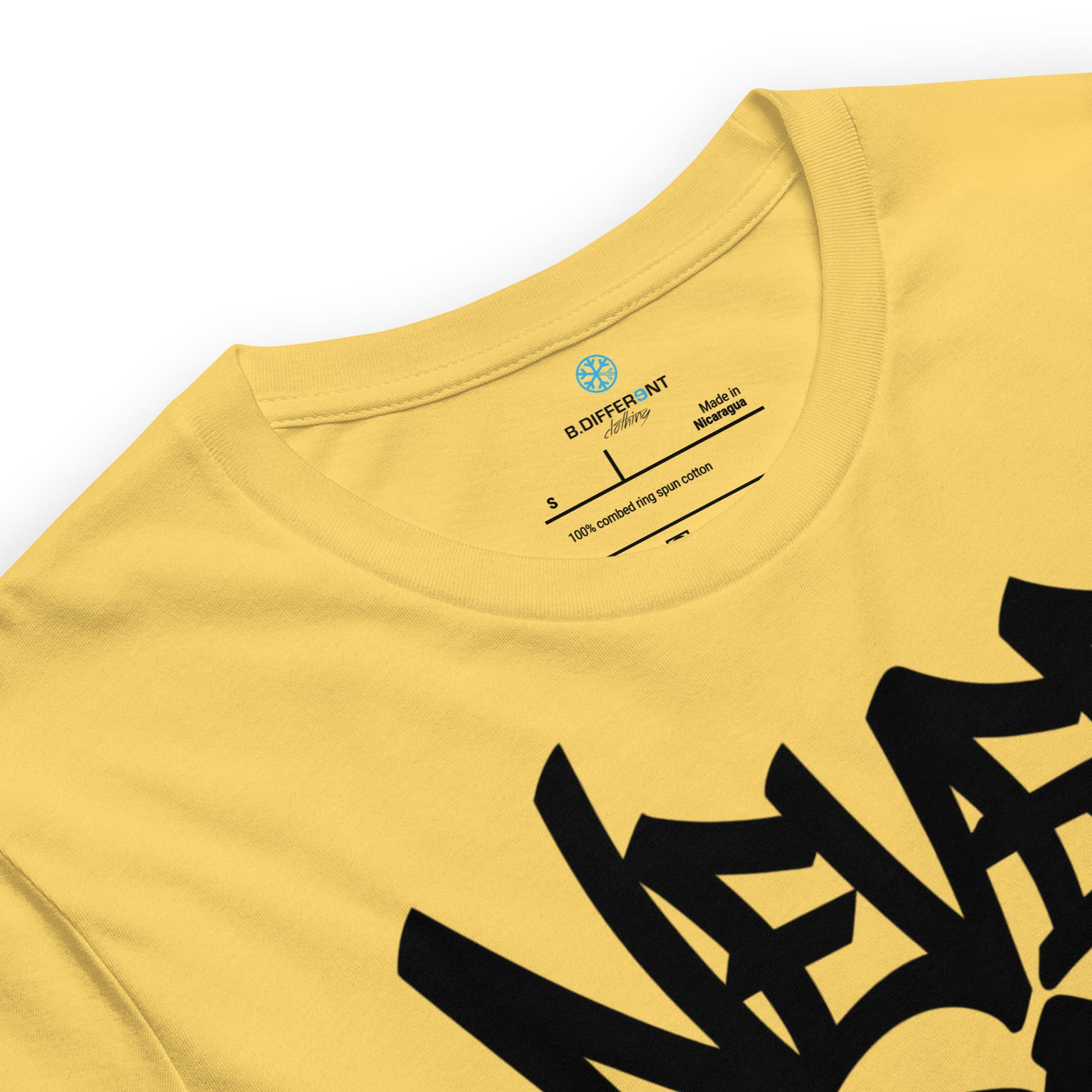 Yellow-Never Grow Up Graffiti Tee from B.Different Clothing, collar, graffiti-inspired streetwear t-shirt