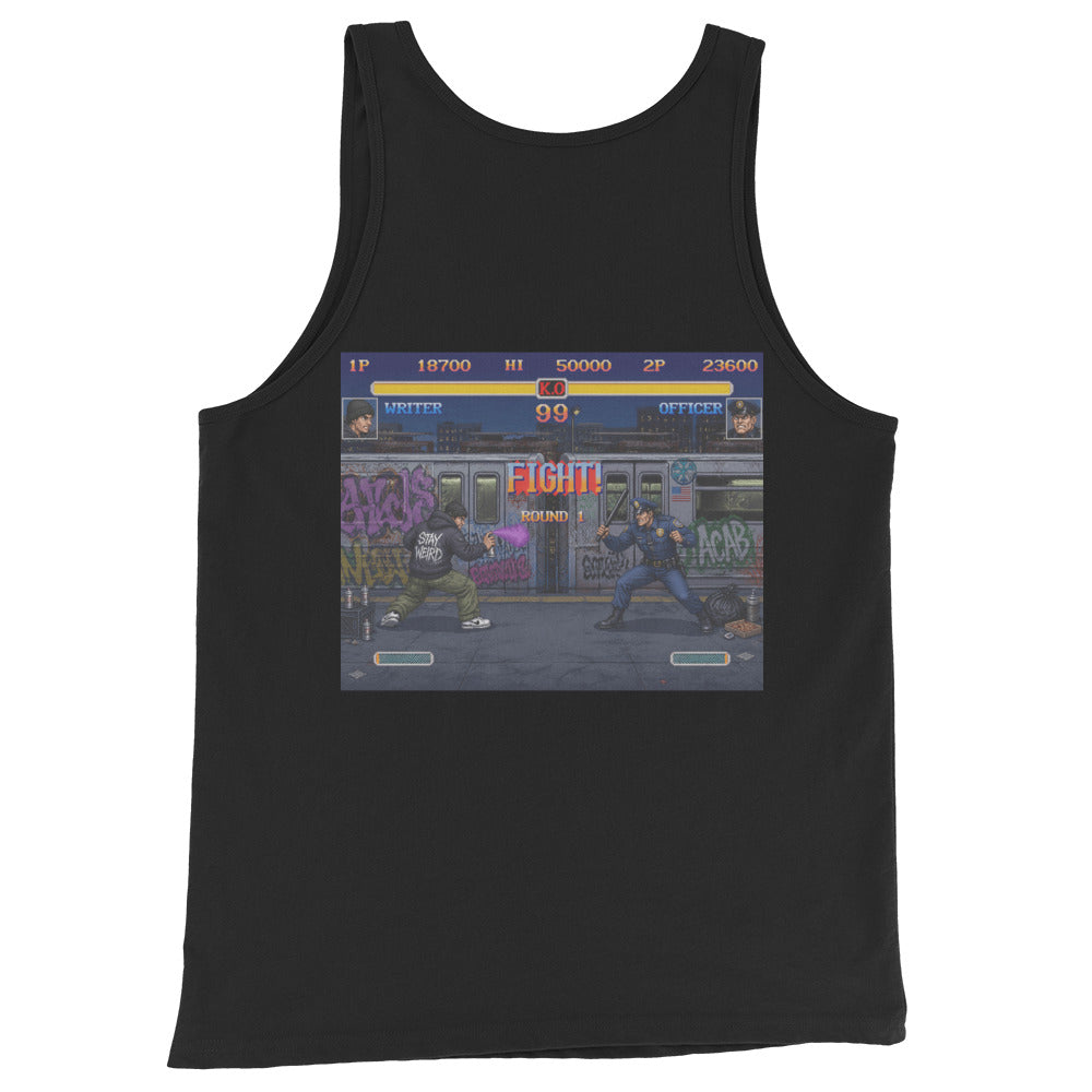 Black-Street Writer II Graffiti Tank Top from B.Different Clothing, back view, graffiti-inspired streetwear