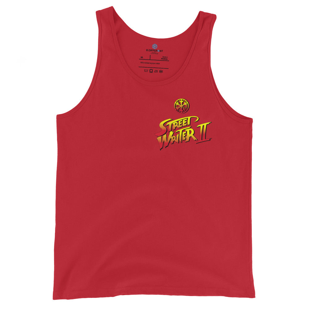 Red-Street Writer II Graffiti Tank Top from B.Different Clothing, front view, graffiti-inspired streetwear