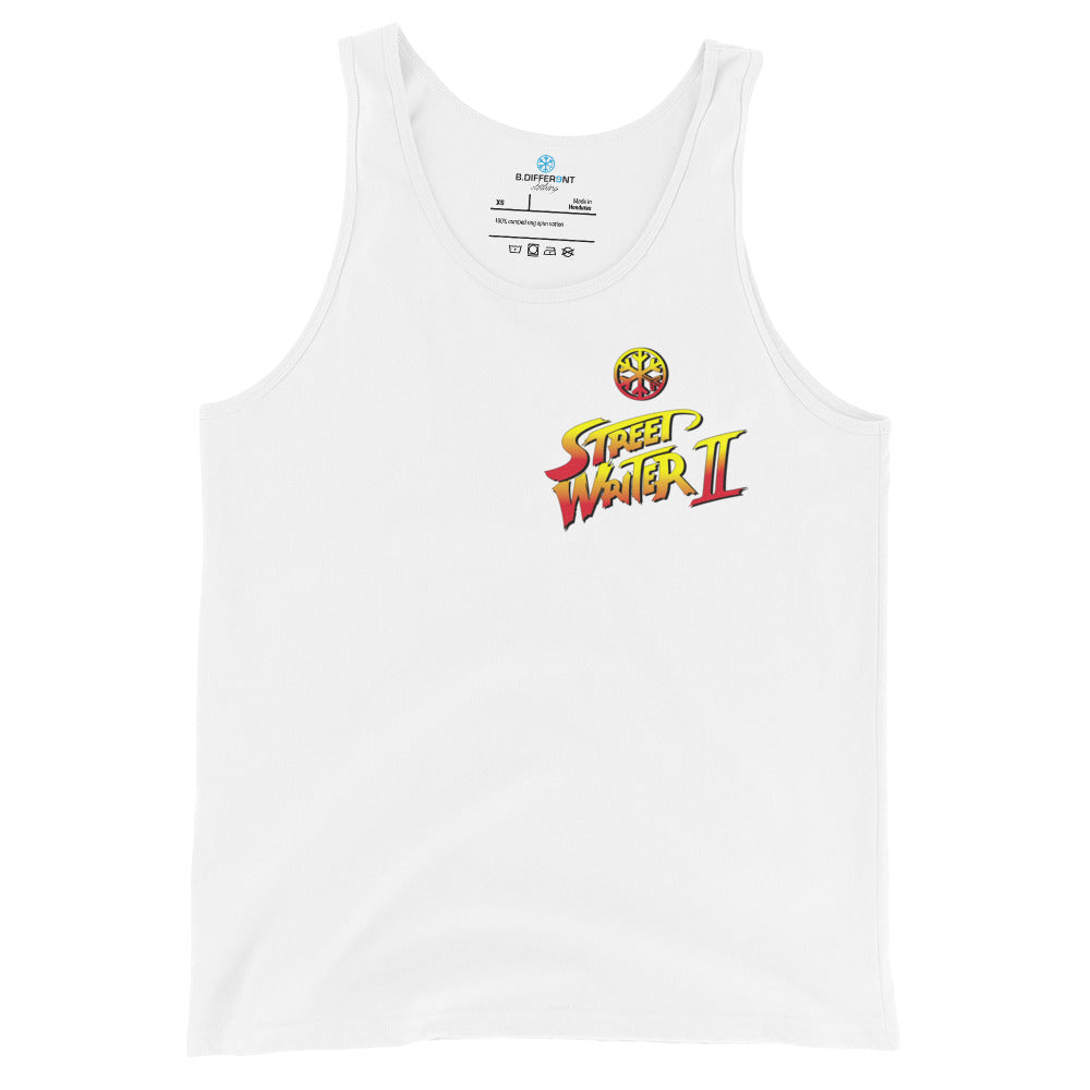 White-Street Writer II Graffiti Tank Top from B.Different Clothing, front view, graffiti-inspired streetwear